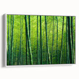 Framed canvas wall art depicting a botanical forest design with trees and colorful flowers, showcasing a vibrant and serene nature theme, ideal for home décor.