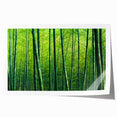 Botanical forest design wall art featuring vibrant flowers and trees, rolled for easy display, set against a subtle background, perfect for nature-themed decor.