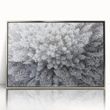 Framed wall art featuring a vibrant botanical forest design with silver accents, showcasing colorful flowers and lush trees, perfect for home decor.