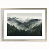 Framed botanical wall art featuring a vibrant design of flowers and trees, with a silver frame and mat, perfect for home decor in a contemporary setting.