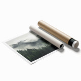 Botanical wall art print showcasing vibrant flowers and lush trees in a forest design, rolled and ready for display, perfect for home decor enthusiasts.