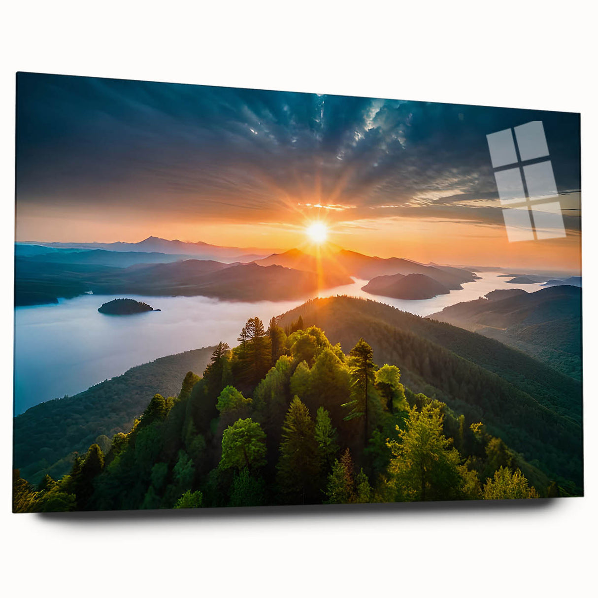 Acrylic glass wall art featuring a botanical forest tree design, showcasing vibrant colors and intricate details, ideal for nature-themed decor or gifts.