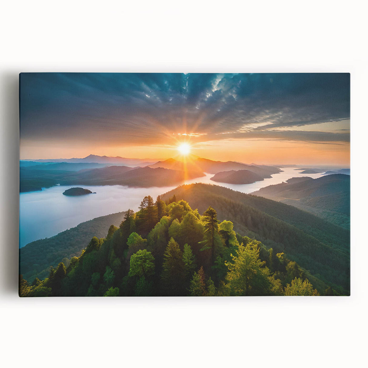 Botanical forest canvas wall art showcasing vibrant flowers and trees, designed for modern decor. Perfect for adding a touch of nature to any room.