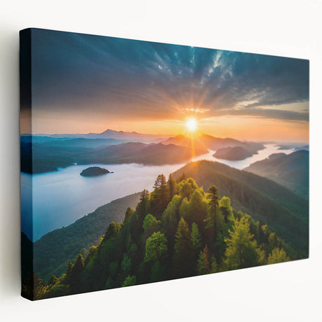 Stretched canvas wall art depicting a botanical forest scene with vibrant flowers and trees, showcasing rich colors and intricate details, ideal for nature lovers.