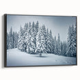 Framed canvas wall art showcasing a botanical forest design with colorful flowers and lush greenery, presented from a black side view. Ideal for nature-themed decor.