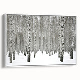 Framed wall art featuring a botanical forest design with vibrant flowers and trees, displayed from a side angle against a white background. Perfect for nature-inspired decor.