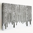 Stretched canvas wall art featuring a vibrant botanical forest and tree design, showcasing intricate details and rich colors, perfect for home decor.