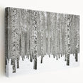 Stretched canvas wall art featuring a vibrant botanical forest and tree design, showcasing intricate details and rich colors, perfect for home decor.