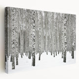 Stretched canvas wall art featuring a vibrant botanical forest and tree design, showcasing intricate details and rich colors, perfect for home decor.