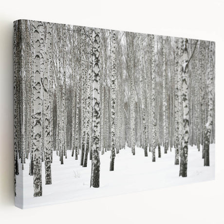 Stretched canvas wall art featuring a vibrant botanical forest and tree design, showcasing intricate details and rich colors, perfect for home decor.