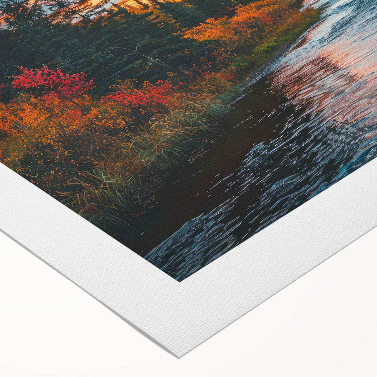 Botanical forest wall art design showcasing vibrant flowers and trees in a rolled canvas format, ideal for home decor, featuring rich colors and intricate details. Perfect for nature lovers and art enthusiasts looking to enhance their living spaces.