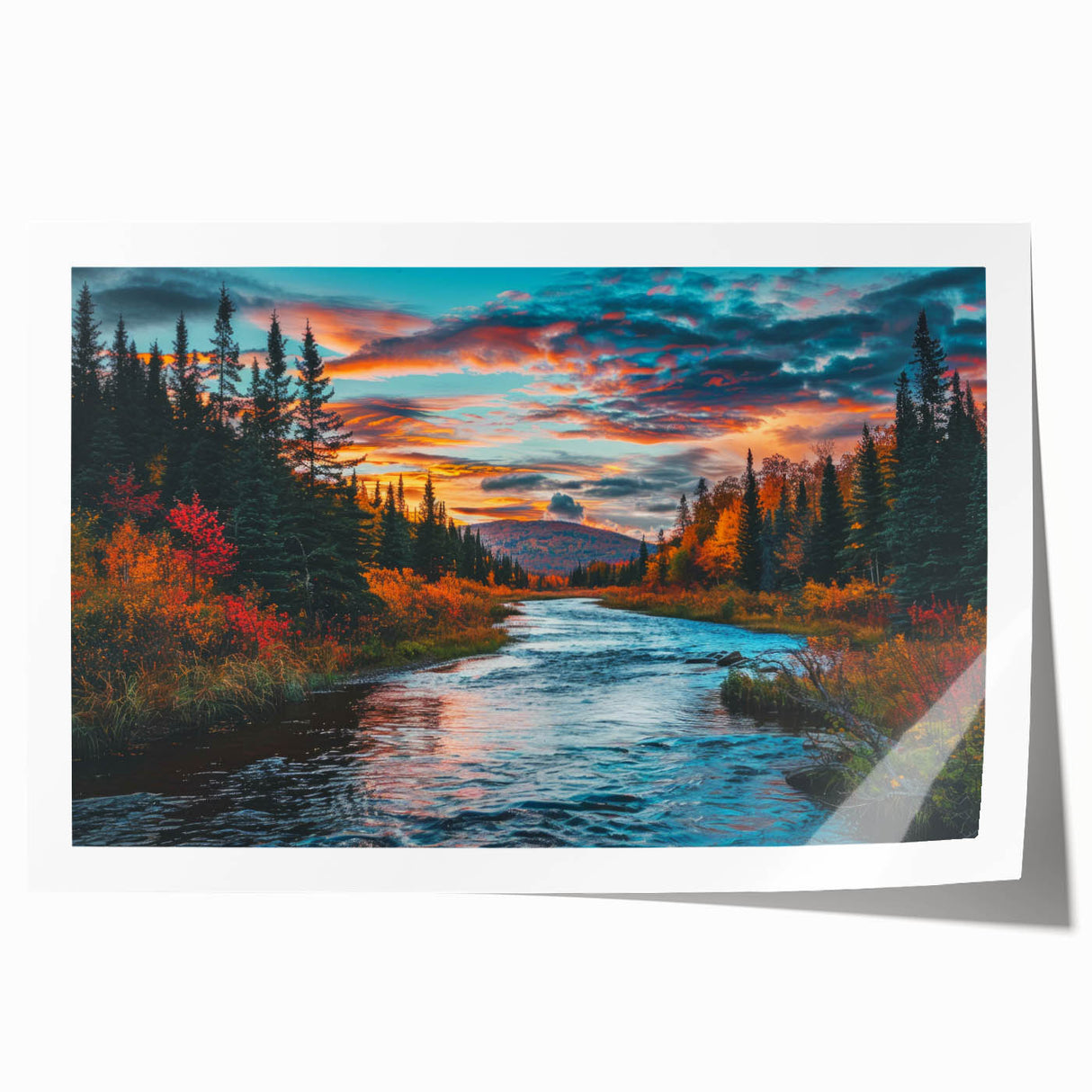 Botanical forest wall art collection showcasing vibrant flowers and trees in a colorful design, ideal for home decor, printed on high-quality paper.