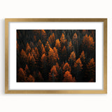 Framed wall art featuring a botanical forest design with flowers and trees, set in a gold frame with a mat, ideal for home decor enhancement.