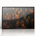 Framed wall art featuring a botanical forest design with vibrant flowers and trees, set in a sleek black frame, perfect for home decor enhancement.