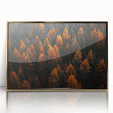 Framed wall art depicting a botanical forest scene with vibrant flowers and trees, featuring a sleek gold-acrylic frame, perfect for enhancing modern home decor.