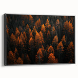 Framed wall art featuring a botanical forest design with vibrant flowers and trees, showcasing a black frame and a side view that highlights its depth and texture. Perfect for nature-themed decor.