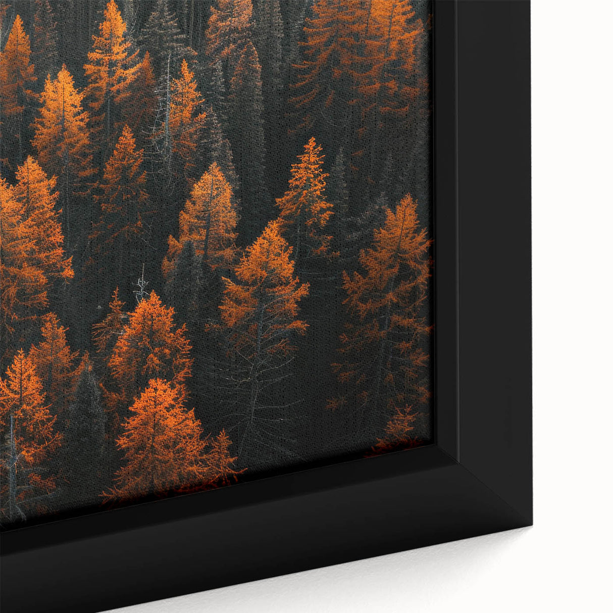 Close-up of a framed botanical wall art piece showcasing vibrant flowers and intricate tree designs on canvas, perfect for nature-inspired home decor.
