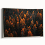 Framed canvas wall art showcasing a botanical forest design with vibrant flowers and trees, featuring a sleek silver frame and side view for added elegance.