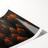 Botanical forest wall art print showcasing lush green trees and vibrant floral designs, rolled for easy display and delivery in a protective tube. Ideal for nature-themed decor.