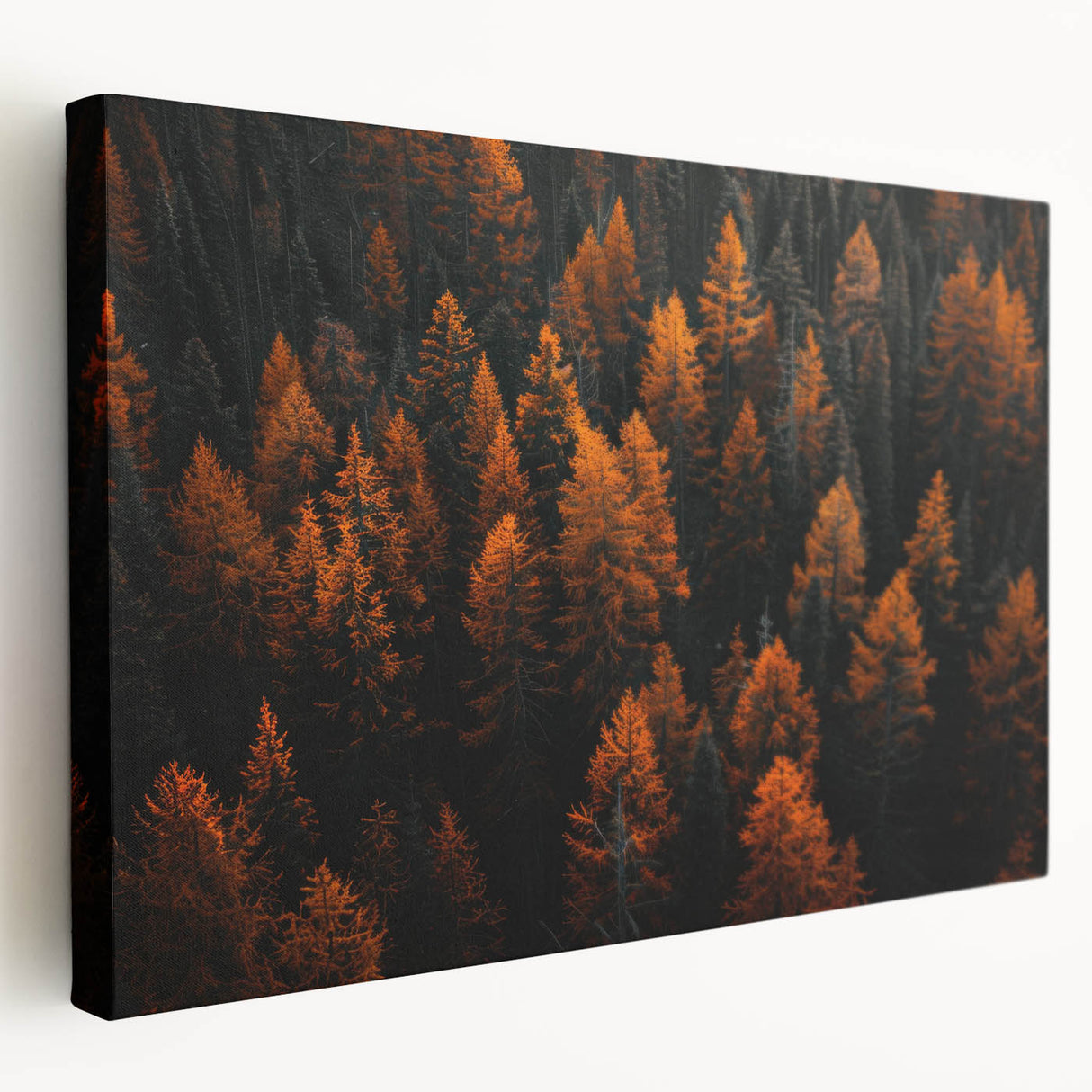 Stretched canvas wall art depicting a vibrant botanical forest with colorful flowers and trees, showcasing intricate details and natural hues, perfect for home decor.
