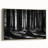 Framed canvas wall art showcasing a botanical forest design with vibrant flowers and trees, accented with a gold frame, ideal for enhancing home decor.