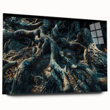 Acrylic glass wall art collection showcasing a vibrant botanical forest design with colorful flowers and trees, displayed in a modern side view, ideal for home decor.