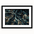 Framed botanical wall art featuring a forest design with vibrant flowers and trees, presented in a sleek black frame with a mat, ideal for home decor.