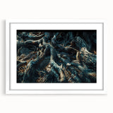 Botanical forest wall art collection showcasing vibrant flowers and trees, framed with a white mat, ideal for enhancing any nature-inspired decor.