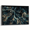 Framed botanical wall art featuring a vibrant forest design with colorful flowers and trees, displayed from the side against a neutral background for a modern decor aesthetic.