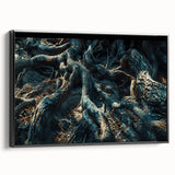 Framed botanical wall art featuring a vibrant forest design with colorful flowers and trees, displayed from the side against a neutral background for a modern decor aesthetic.
