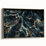 Framed wall art collection showcasing a botanical forest design featuring colorful flowers and trees, elegantly presented with a gold frame, ideal for home decor.