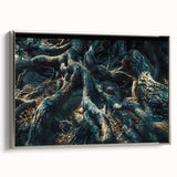 Framed wall art collection showcasing a botanical forest design with vibrant flowers and trees, featuring a sleek silver frame from a side view, perfect for nature-inspired decor.