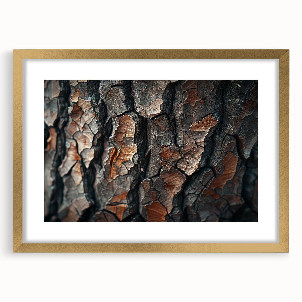 Framed botanical wall art collection showcasing a vibrant forest design with colorful flowers and trees, elegantly bordered in gold with a mat finish. Ideal for enhancing home decor.