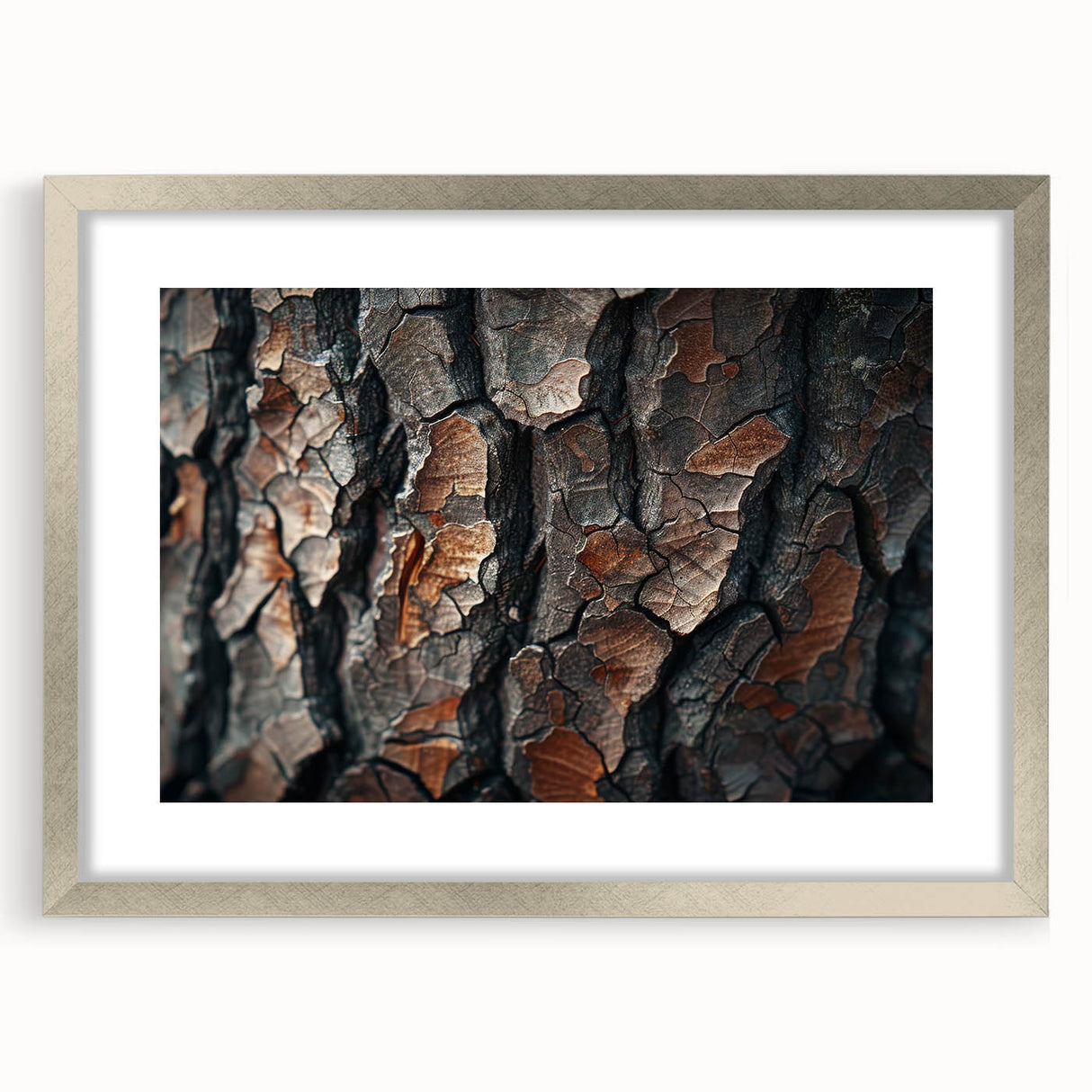 Botanical wall art collection showcasing a serene forest scene with colorful flowers and trees, framed in silver with a mat, perfect for home decor.