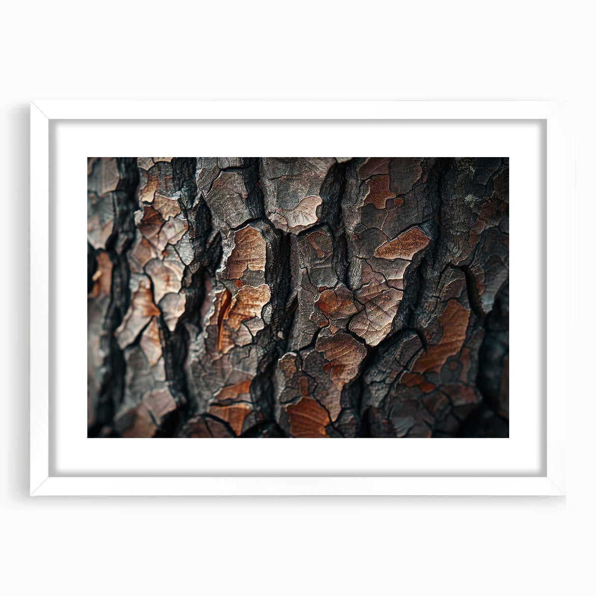 Botanical forest wall art collection featuring vibrant flowers and trees in a white frame with matting, perfect for enhancing home decor aesthetics.