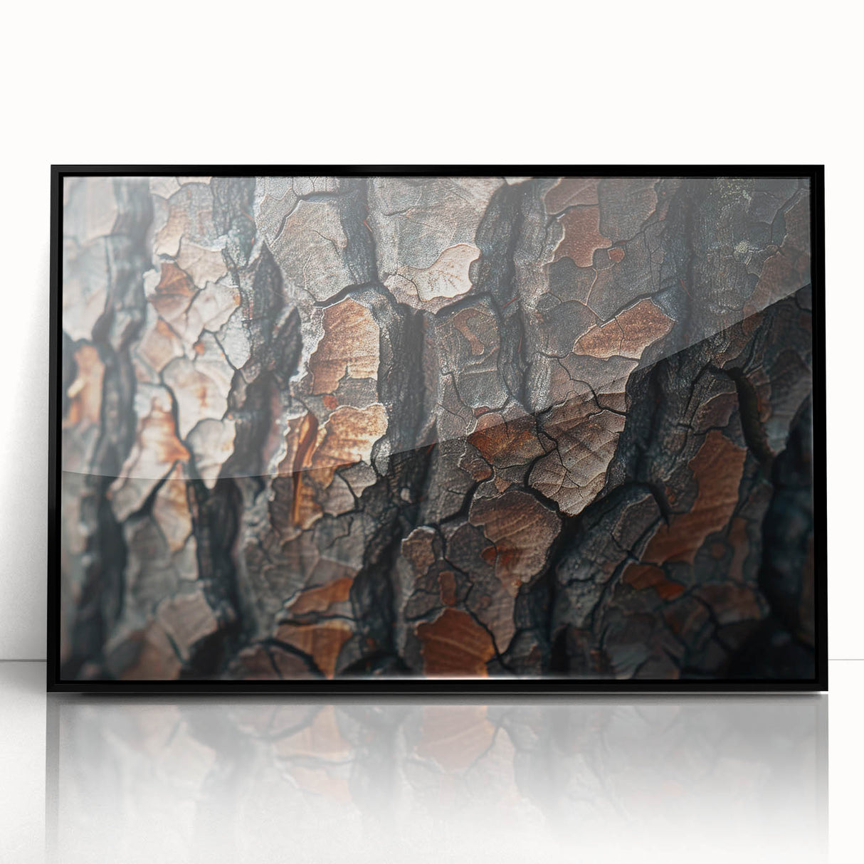 Framed wall art featuring a botanical forest design with vibrant flowers and trees on a black background, showcasing a modern aesthetic for home decor.