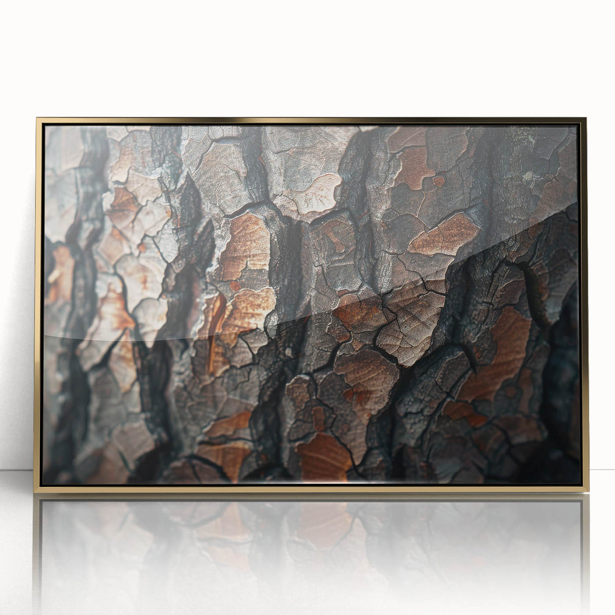 Framed wall art featuring a vibrant botanical forest design with colorful flowers and trees, elegantly displayed in a gold frame, perfect for home decor.