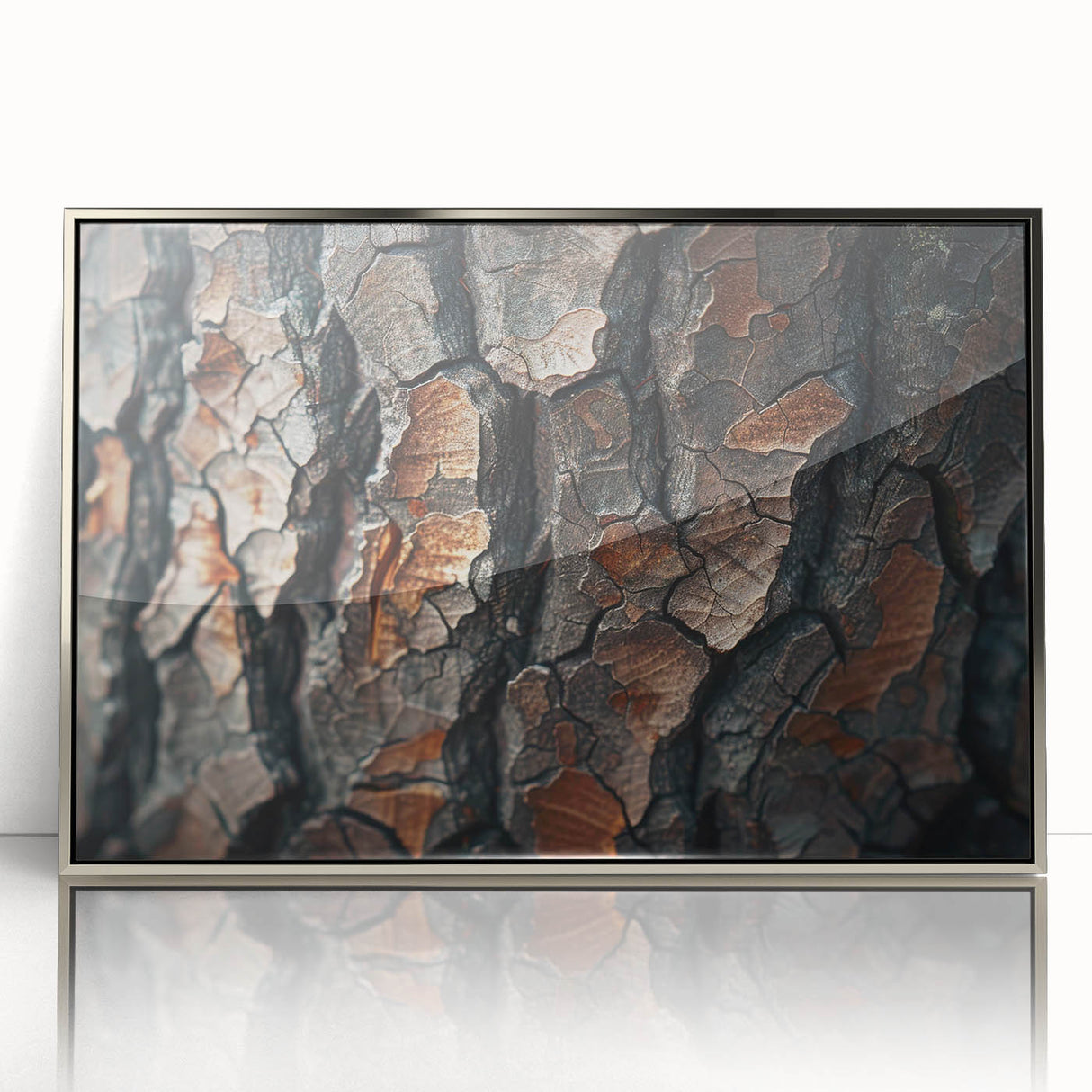 Framed wall art showcasing a botanical forest design with colorful flowers and trees, set in a sleek silver frame, ideal for home decor enhancement.