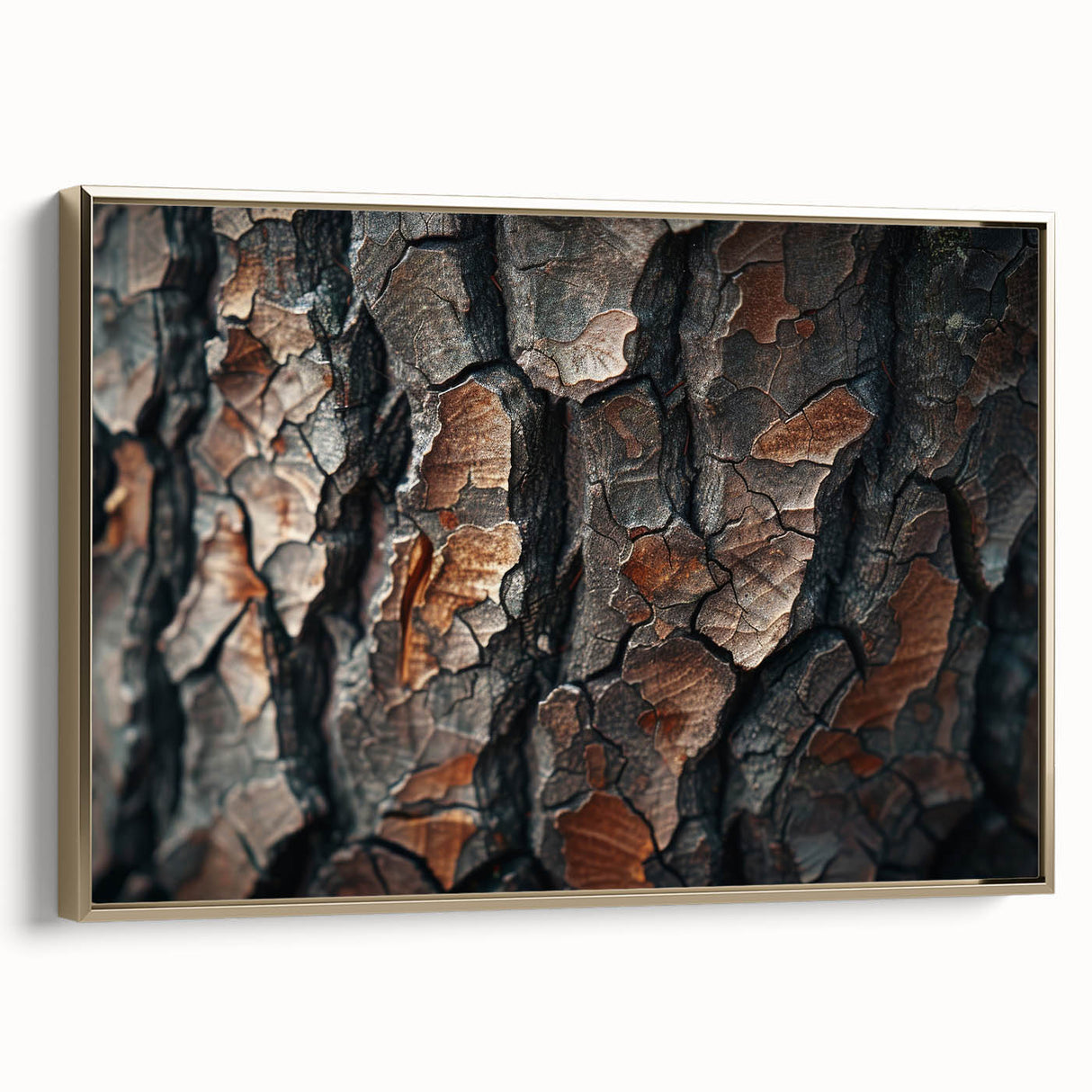 Framed canvas wall art showcasing a botanical forest design with vibrant flowers and trees, featuring a gold frame for an elegant touch, perfect for home decor.