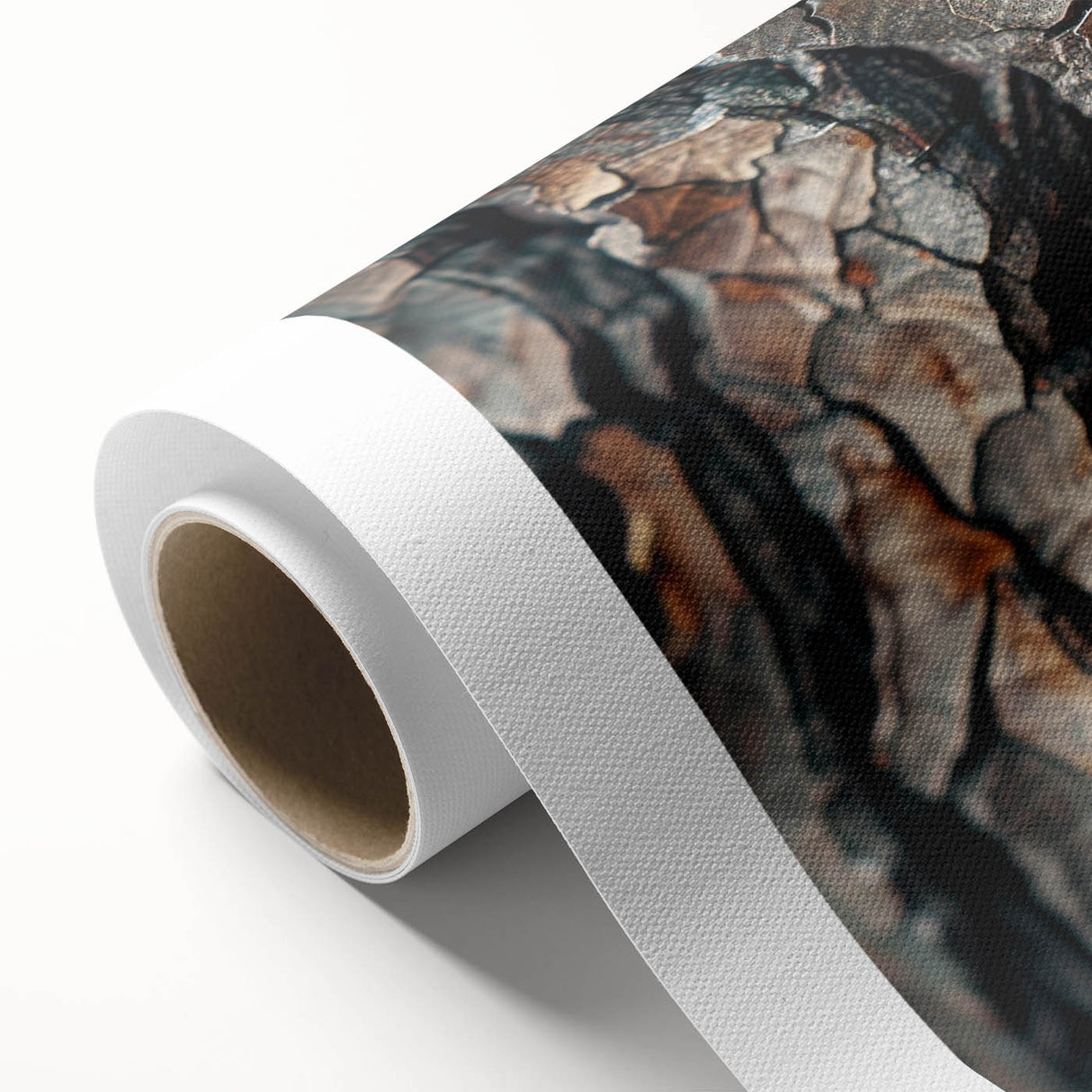 Rolled canvas showcasing a vibrant botanical forest design with various trees and colorful flowers, perfect for nature-themed decor. Ideal for enhancing living spaces.