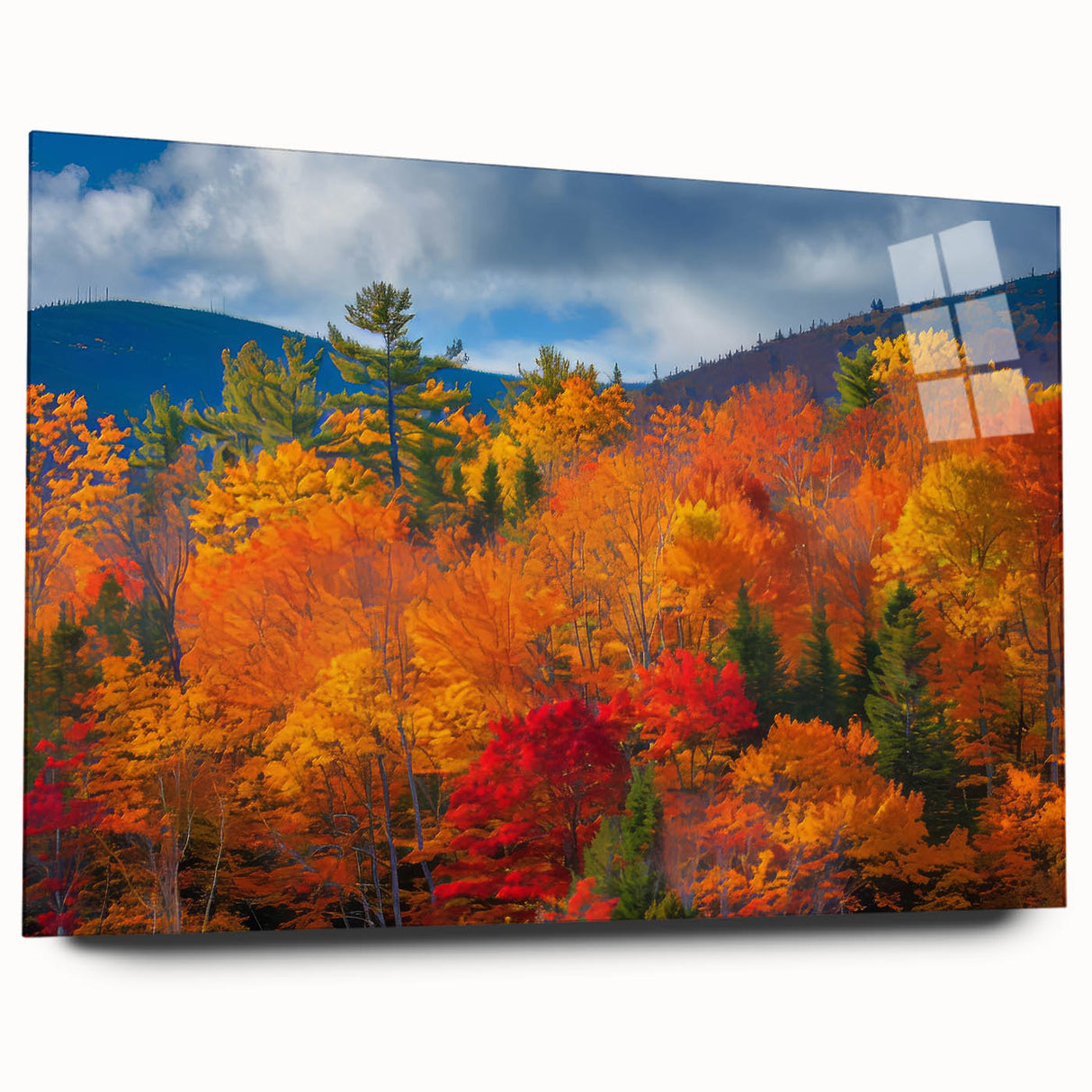 Acrylic wall art collection featuring a botanical forest design with vibrant flowers and trees, displayed from the side to highlight its contemporary style and clarity. Ideal for modern home decor enthusiasts seeking nature-inspired artwork.