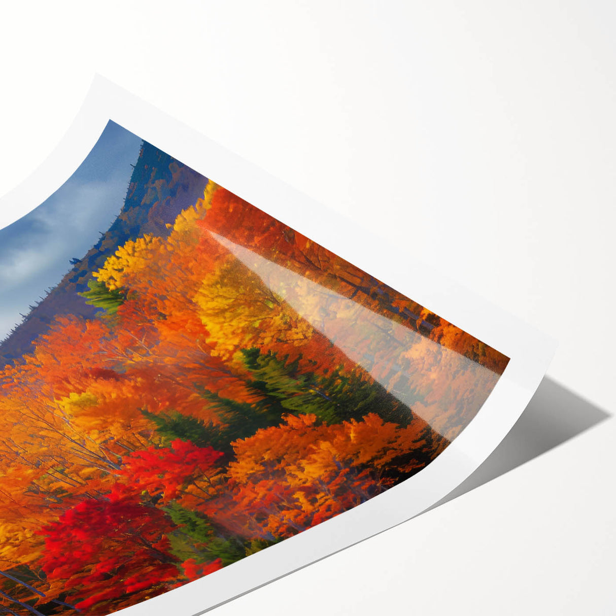 Botanical wall art print showcasing a vibrant forest scene with various trees and colorful flowers, rolled and ready for framing or display. Perfect for nature lovers.