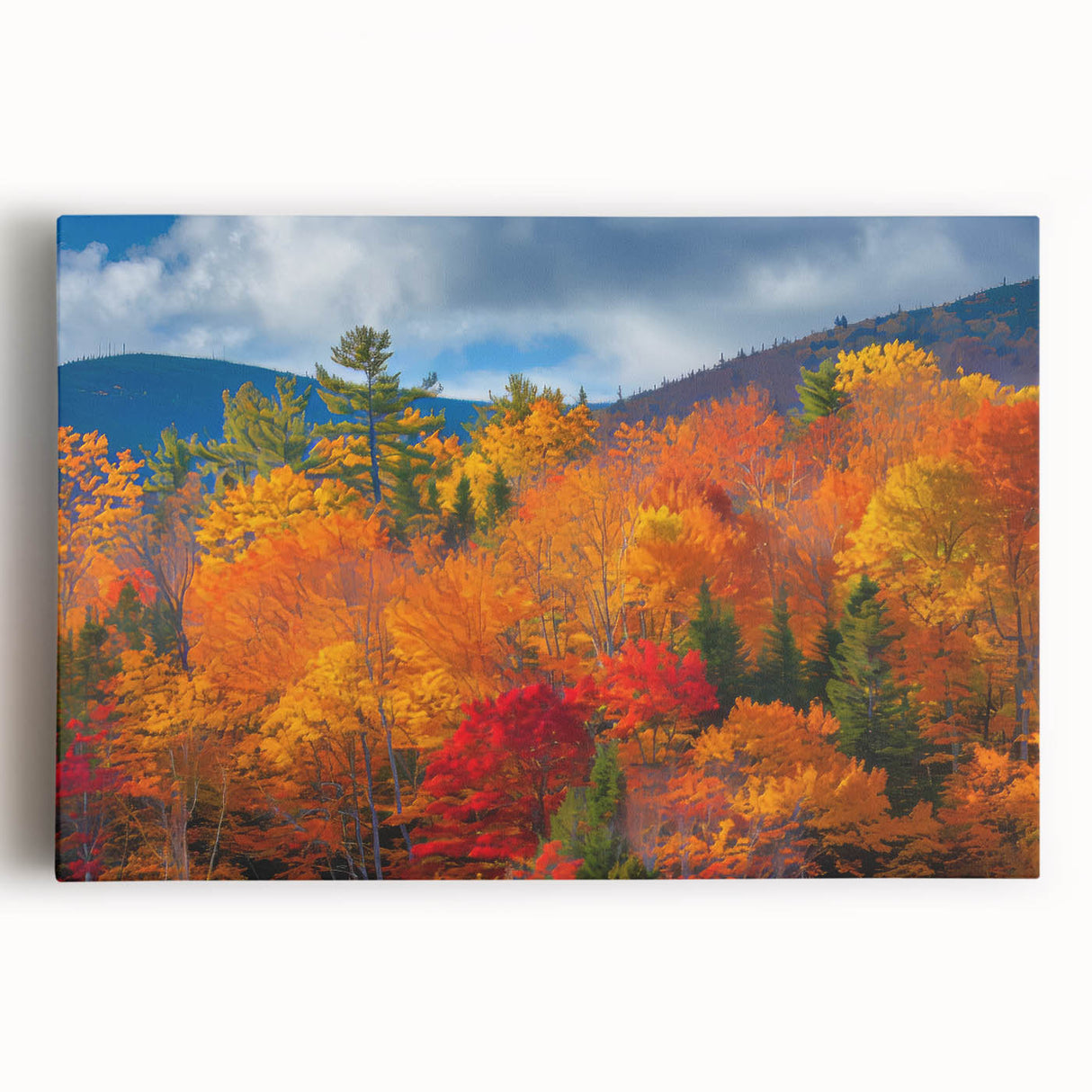 Vibrant botanical forest wall art canvas featuring a lush arrangement of colorful flowers and trees, perfect for adding a natural touch to any decor.