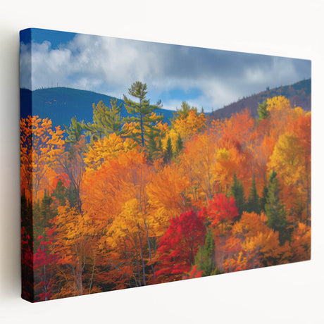 Stretched canvas wall art showcasing a vibrant botanical forest design with colorful flowers and trees, perfect for adding a nature-inspired touch to home decor.