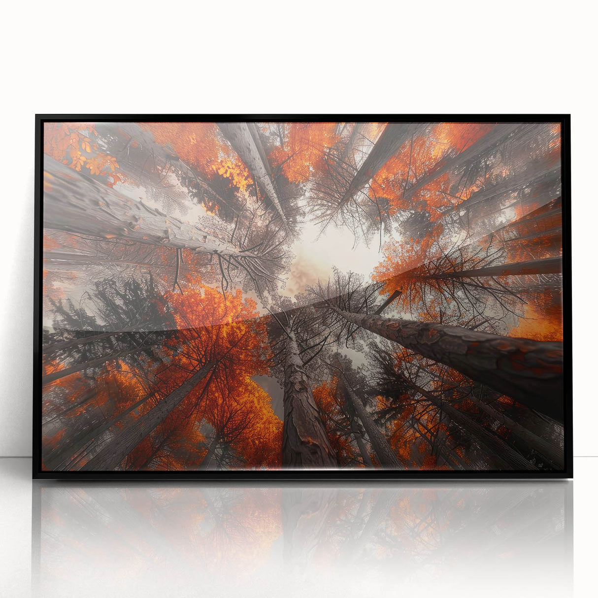 Framed wall art collection showcasing a botanical forest design with vibrant flowers and trees. Features a sleek black frame, ideal for home decor enhancement.