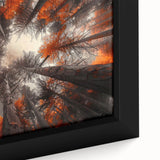 Framed wall art close-up showcasing a vibrant botanical design of flowers and trees, featuring intricate details and rich colors, perfect for home decor.