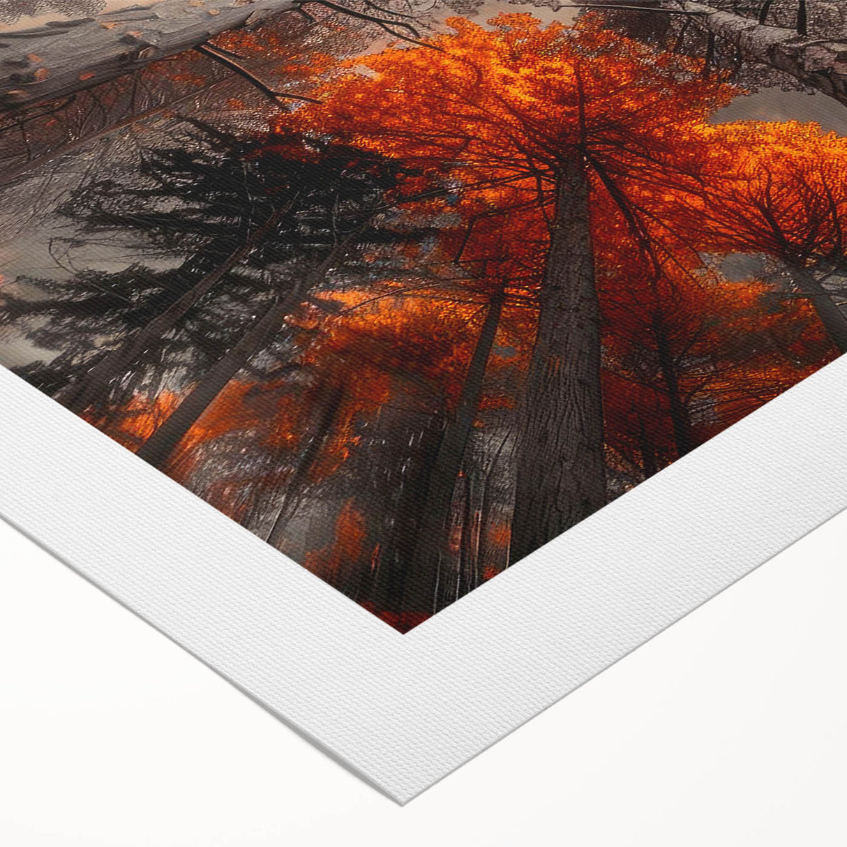Vibrant botanical wall art featuring a serene forest scene with colorful flowers and trees, printed on rolled canvas, ideal for home decor and nature enthusiasts.