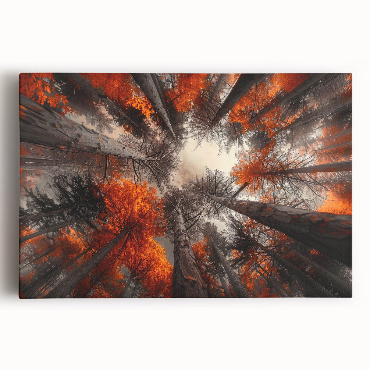 Botanical wall art print showcasing a vibrant forest design with lush green trees and colorful flowers, ideal for home decor and nature enthusiasts.