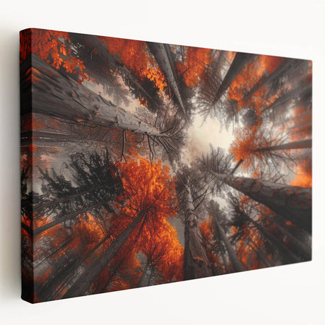 Stretched canvas wall art showcasing a vibrant botanical forest design with lush green trees and colorful flowers, perfect for adding nature-inspired decor to any space.