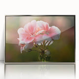 Framed wall art featuring a botanical geranium design with intricate details, set in a sleek silver frame, perfect for enhancing modern home decor.